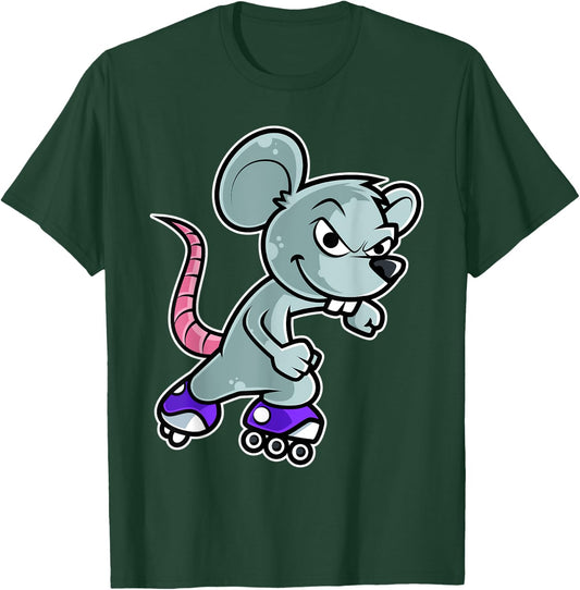 Mouse Retro Rat Roller Skate T-Shirt - T-Shirt | Forest