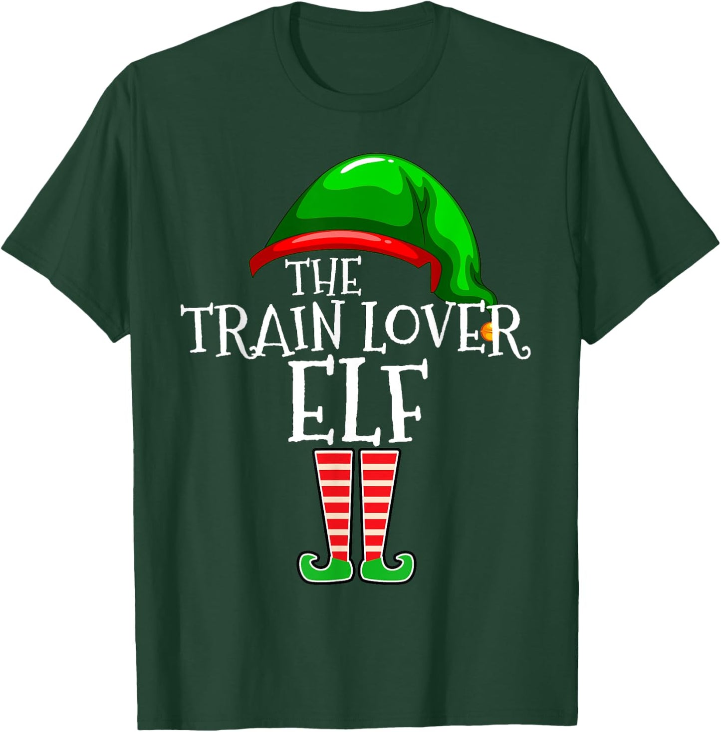Train Lover Elf Family Group Matching Christmas Gift Squad T-Shirt - T-Shirt | Forest