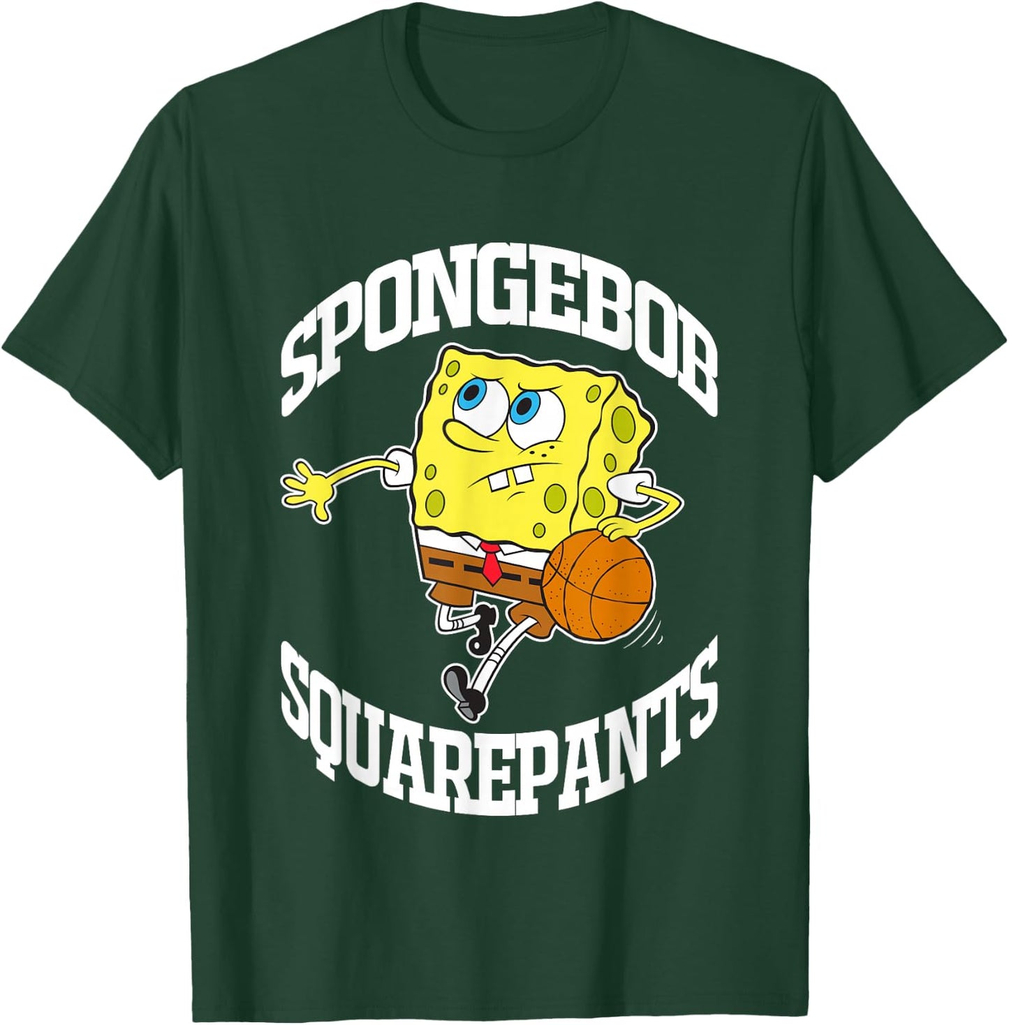 SpongeBob SquarePants Playing Basketball White Logo T-Shirt - T-Shirt | Forest