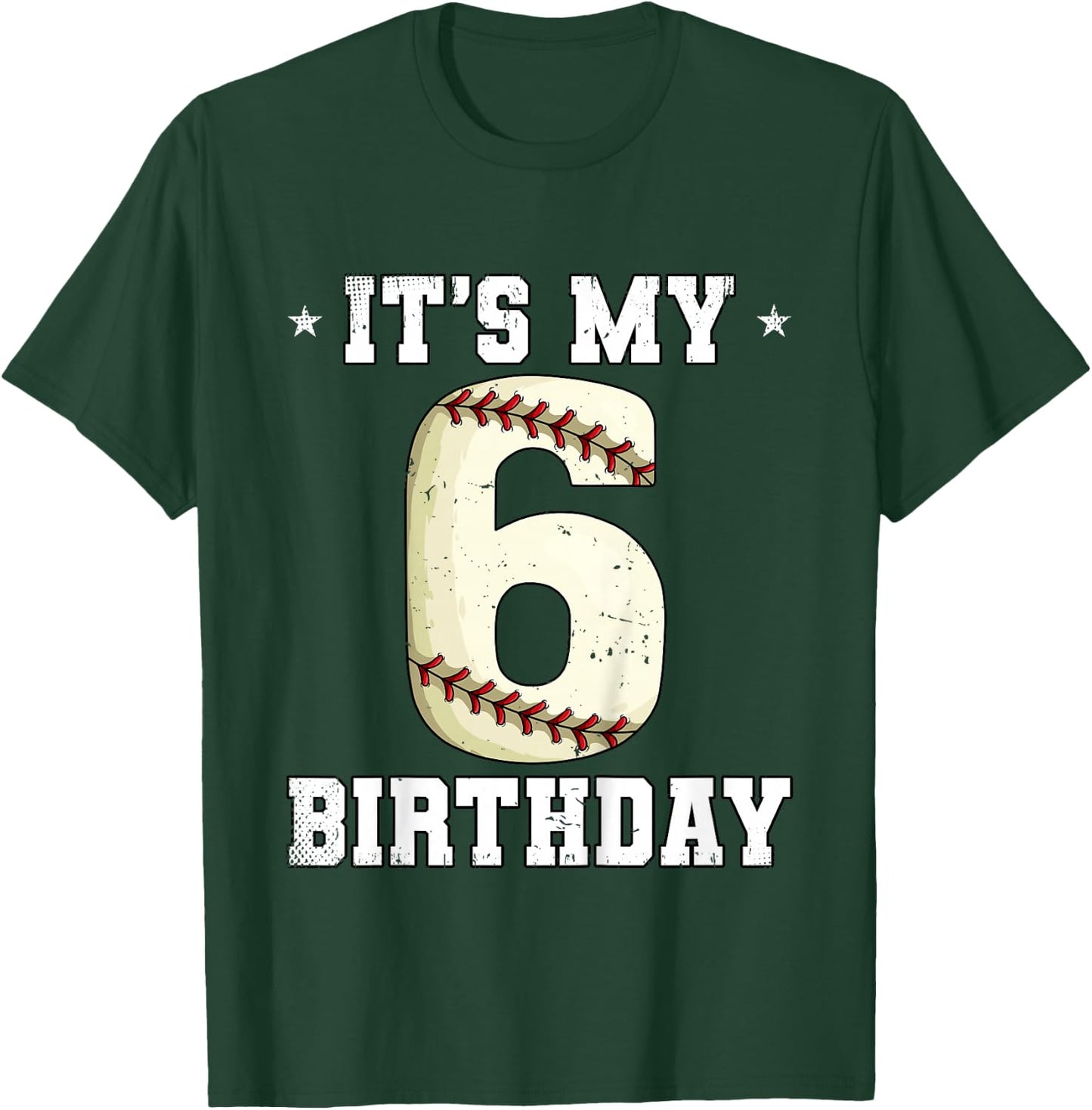 Kids 6th Birthday Baseball T-Shirt - T-Shirt | Forest
