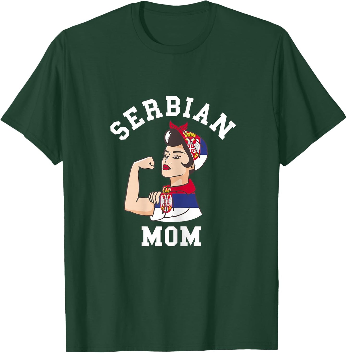 Serbian Mom Serbia Flag Mama Pride Roots Mother T-Shirt - T-Shirt | Forest