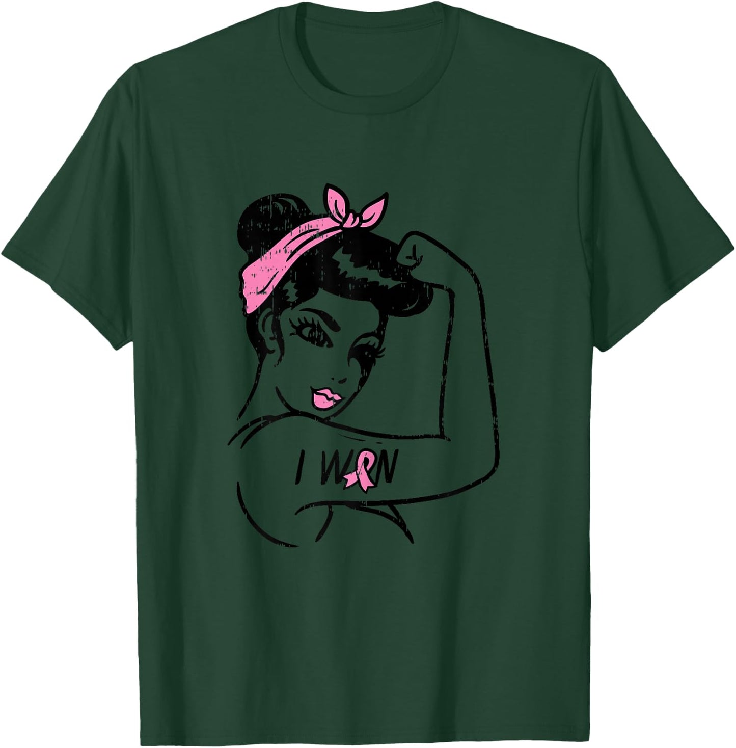 Rosie Riveter I Won Awareness Breast Cancer Survivor Women T-Shirt - T-Shirt | Forest