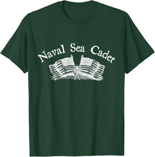 Naval Sea Cadet NSCC Minimal Art American Flag Vintage T-Shirt - T-Shirt | Forest