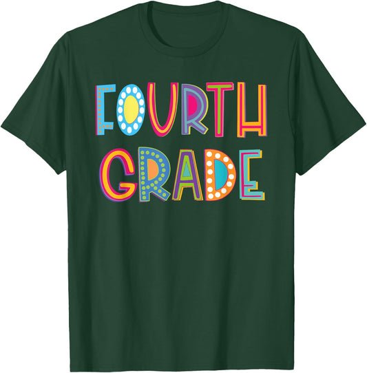 Cute Polka Dot Fourth Grade 4th Grade School Teacher Kids T-Shirt - T-Shirt | Forest