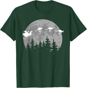 Cute Australia Kangaroo Santa Sleigh Aussie Christmas T-Shirt - T-Shirt | Forest