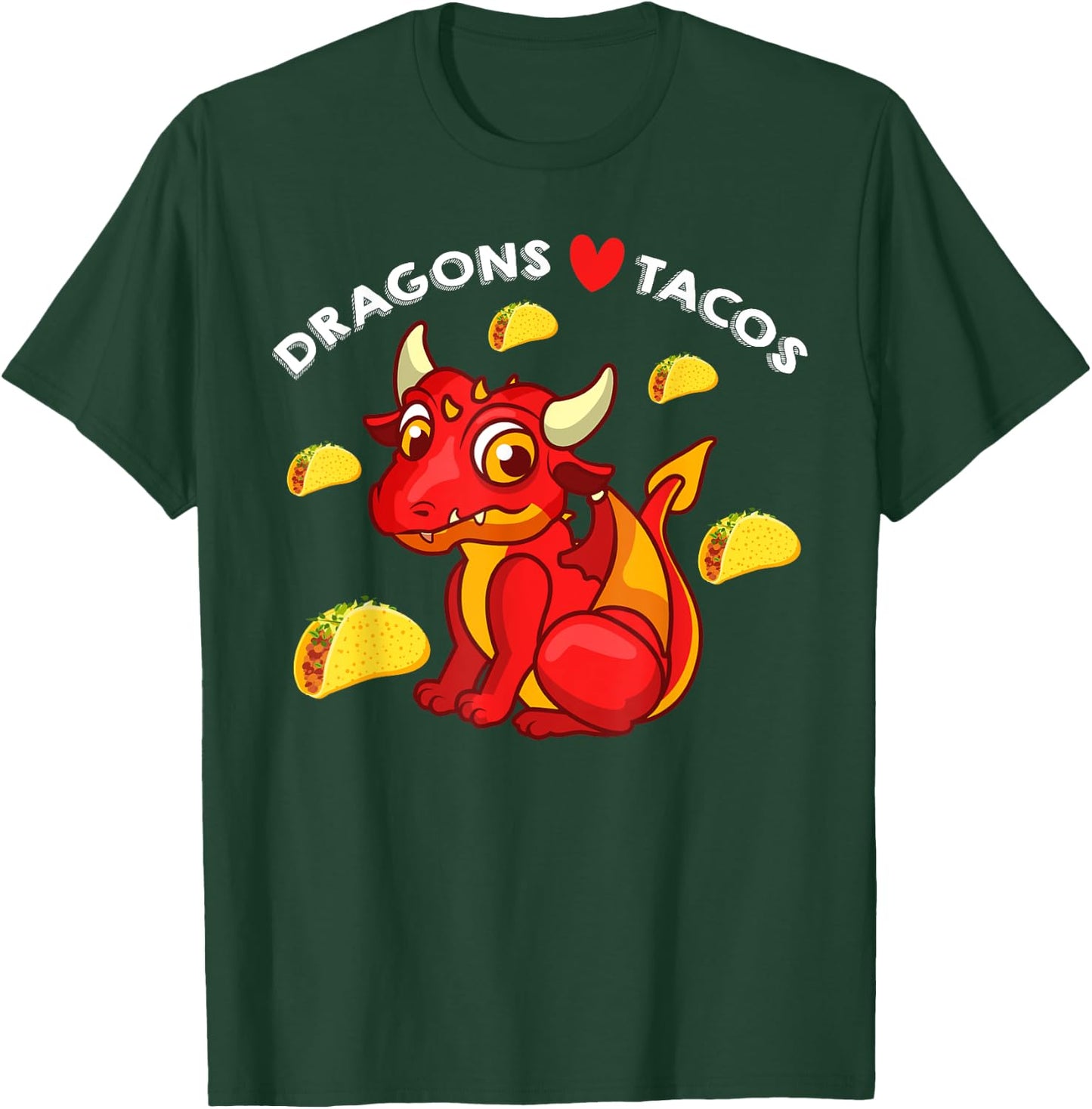 Dragons Love Tacos Cute Dragon Lover Mexican Birthday Party T-Shirt - T-Shirt | Forest