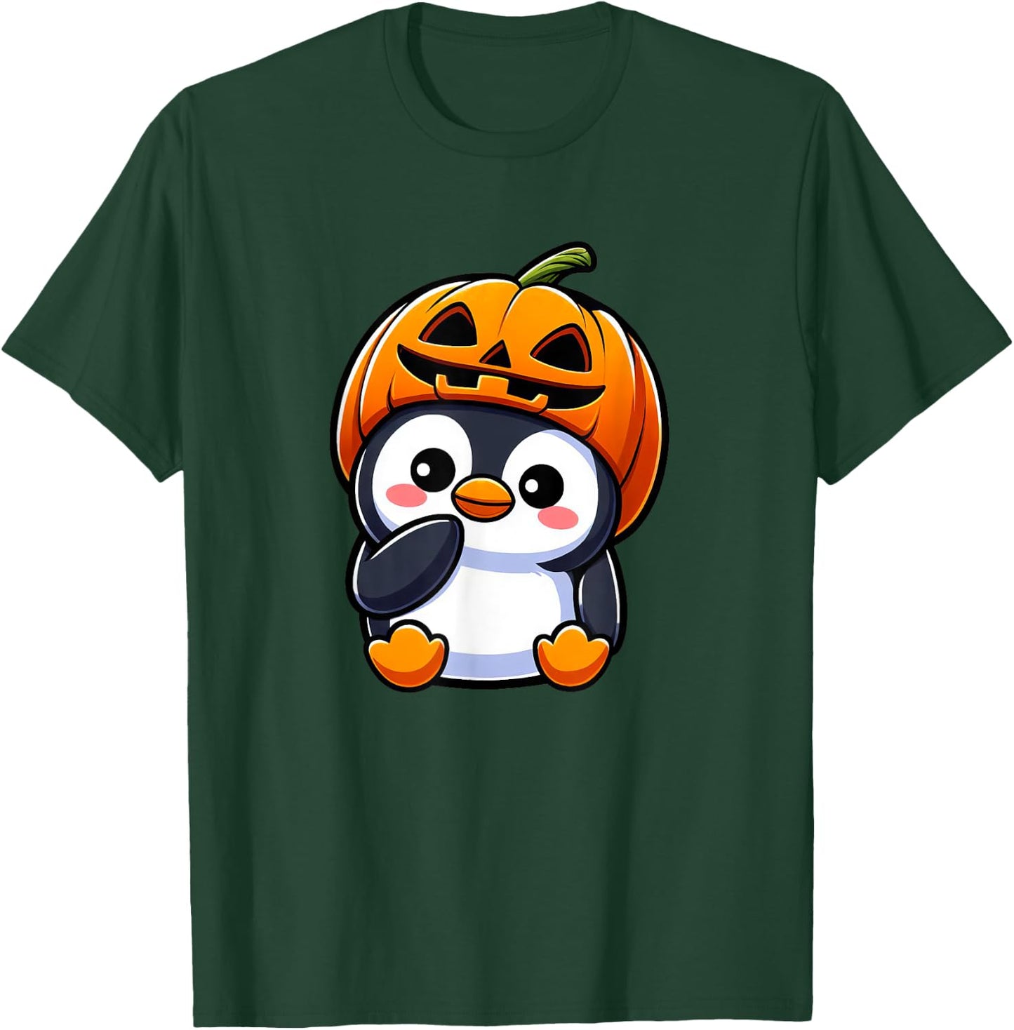 Halloween Penguin Pumpkin Hat T-Shirt - T-Shirt | Forest