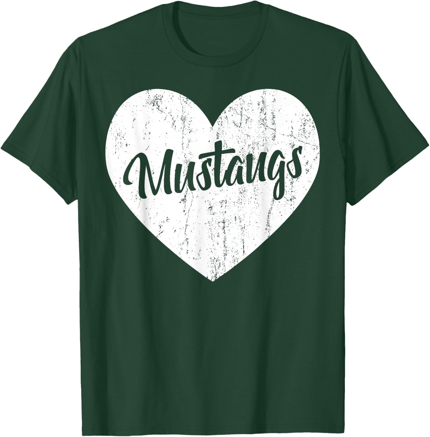 Mustangs School Sports Fan Team Spirit Mascot Heart Gift T-Shirt - T-Shirt | Forest
