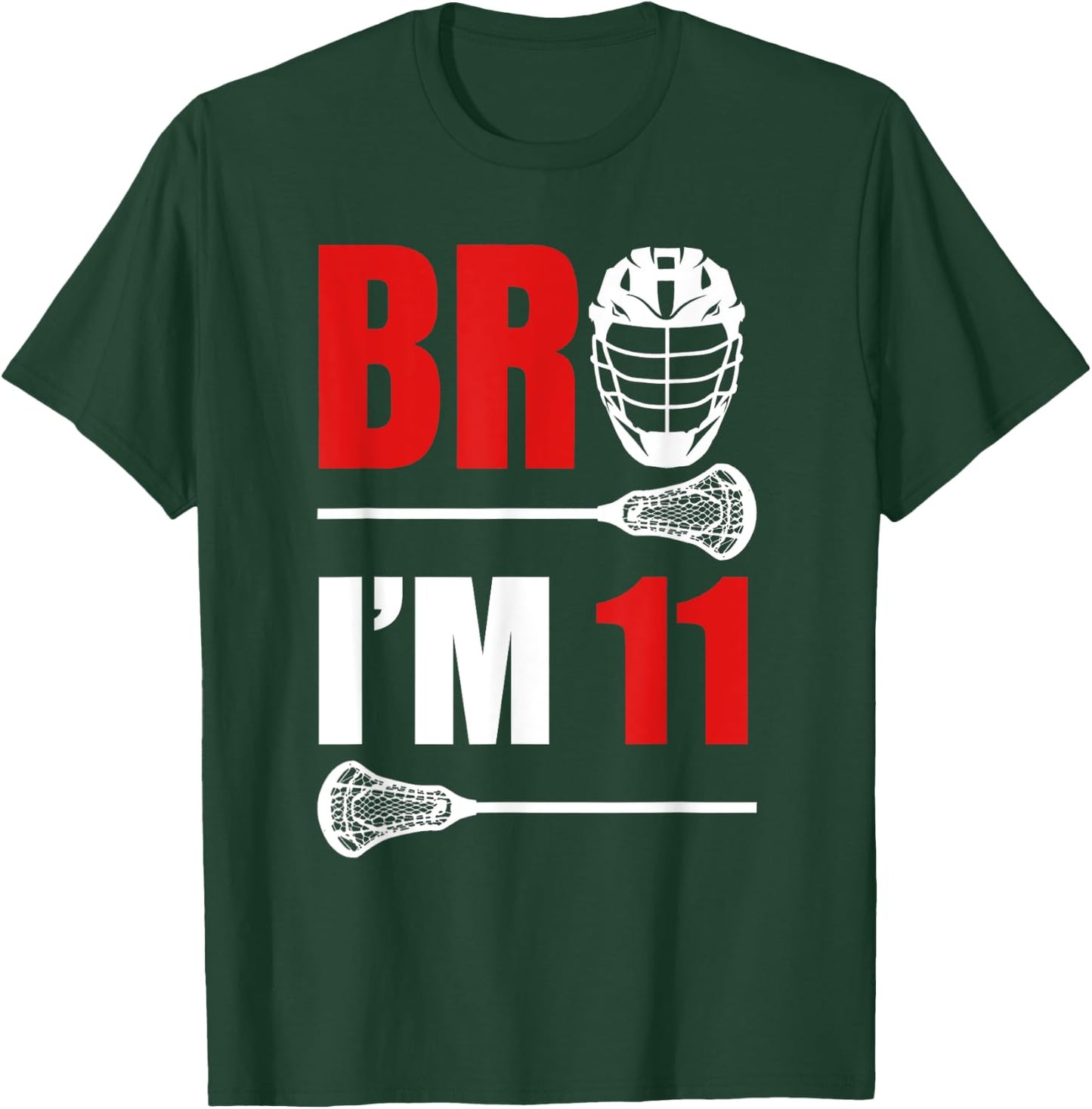 11th Birthday Shirt Boy Bro I'm 11 Year Old Lacrosse Theme T-Shirt - T-Shirt | Forest