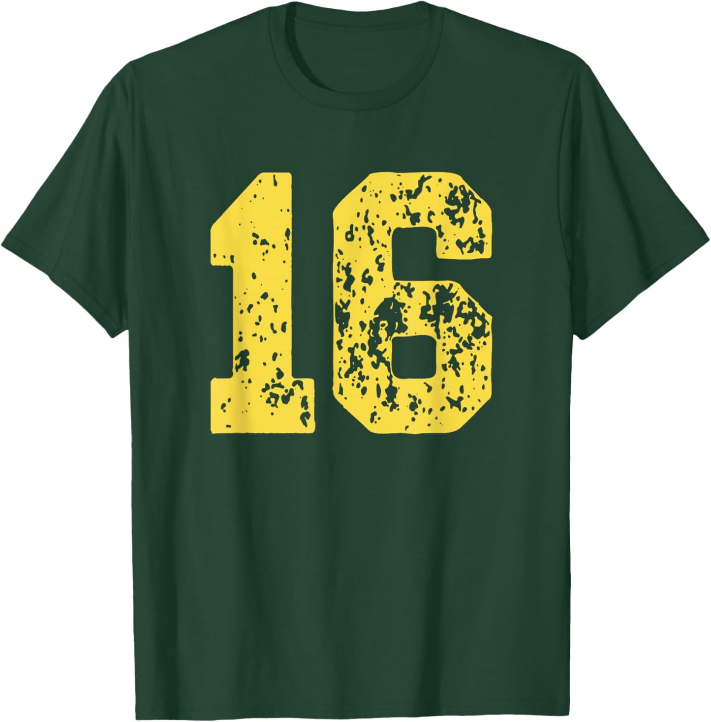 Number 16 Yellow Best Classic College Style Birthday T-Shirt - T-Shirt | Forest