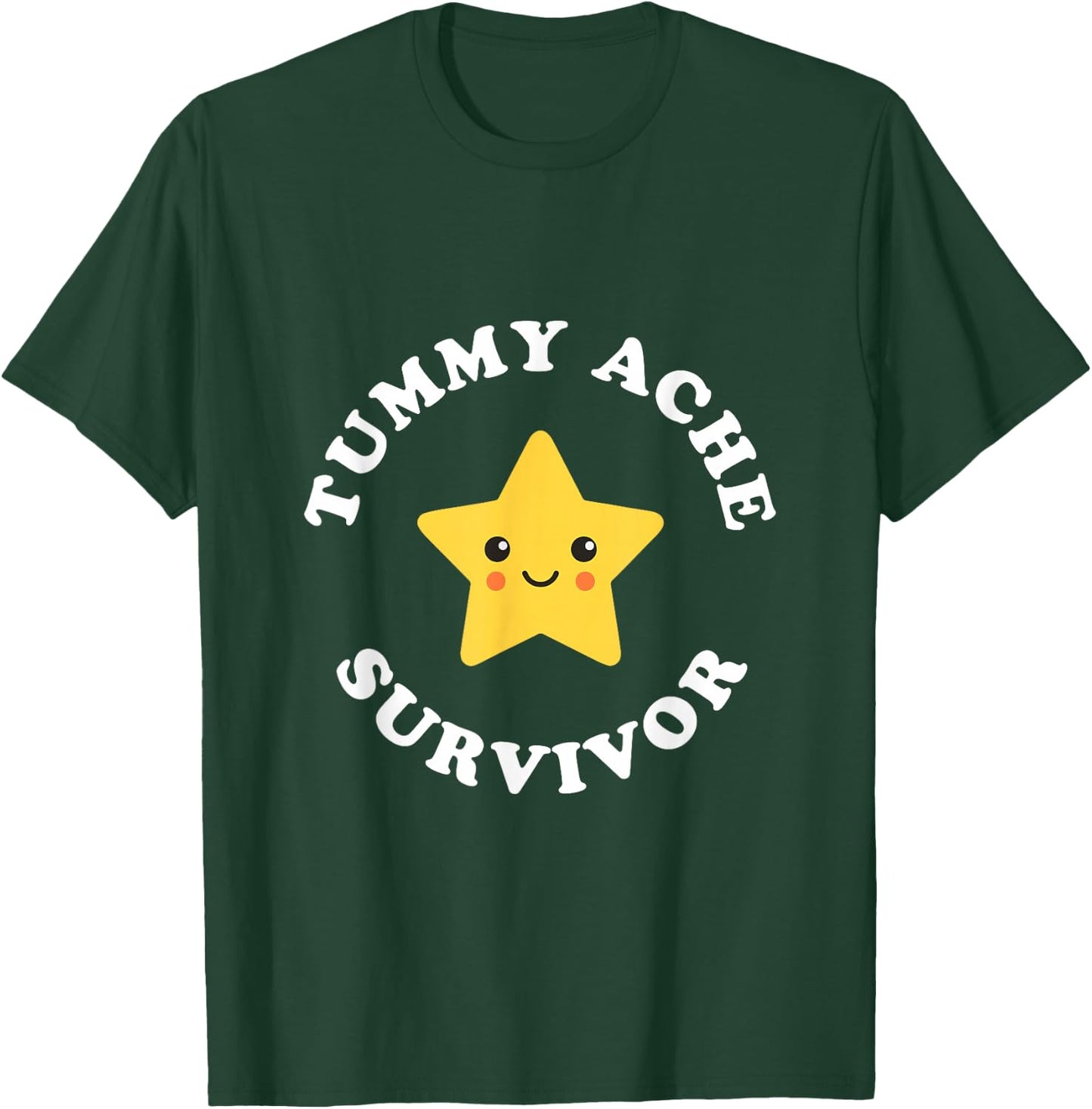 Cute Tummy Ache Survivor Star Ironic Pun Stomach Ache T-Shirt - T-Shirt | Forest