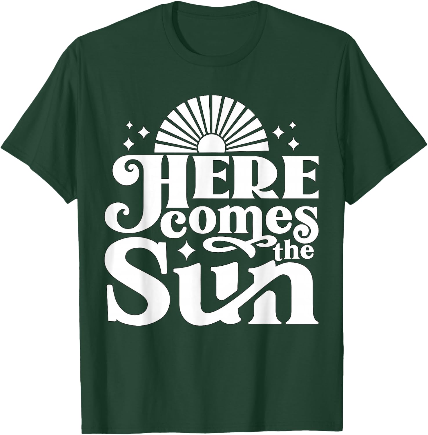 Here comes the Sun Groovy Vintage Retro T-Shirt - T-Shirt | Forest