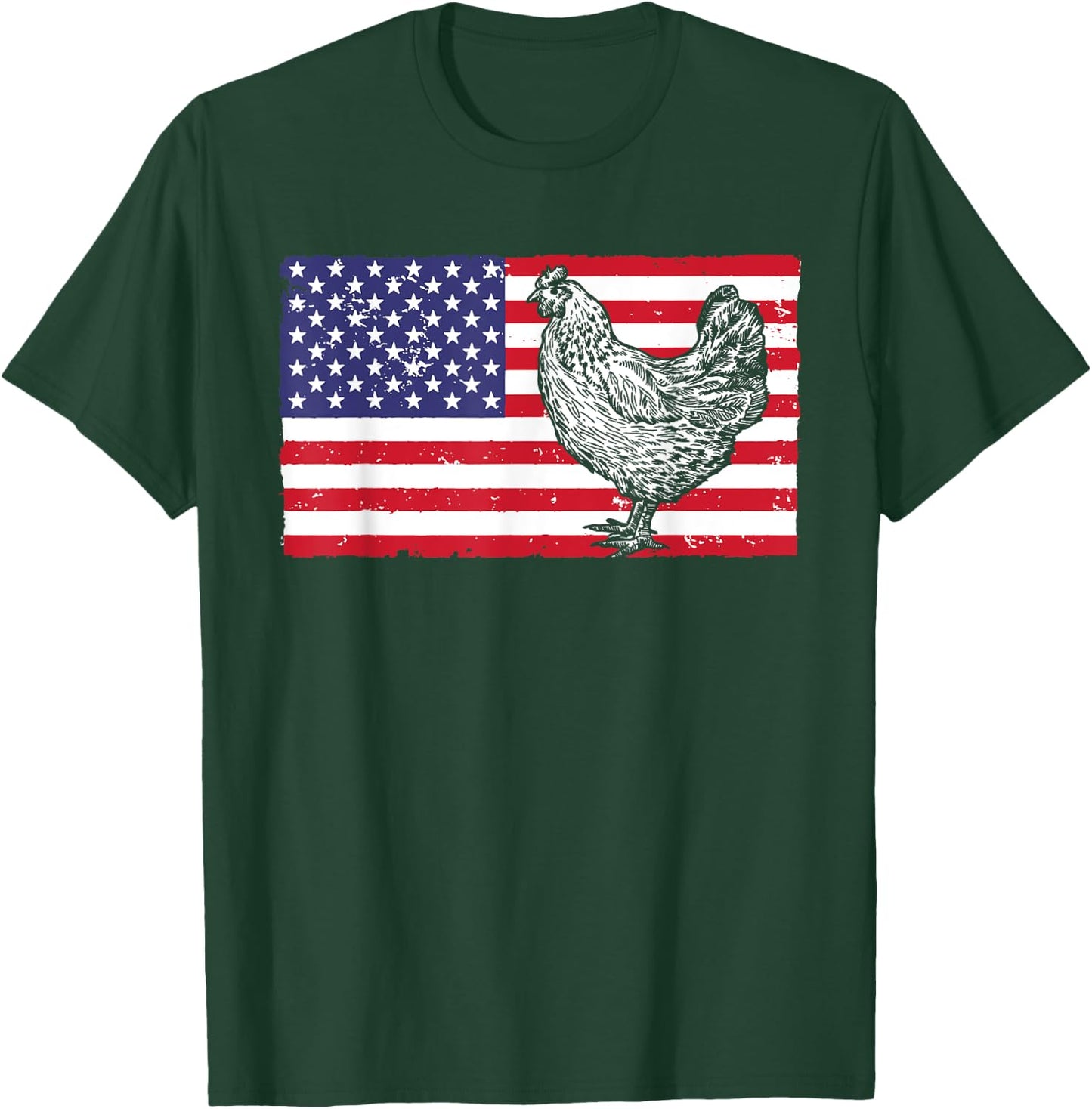 Cool Chicken Women Chicken Lover USA American Flag T-Shirt - T-Shirt | Forest