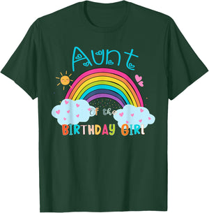 Aunt of The Birthday Girl Rainbow B-Day Matching Family T-Shirt - T-Shirt | Forest