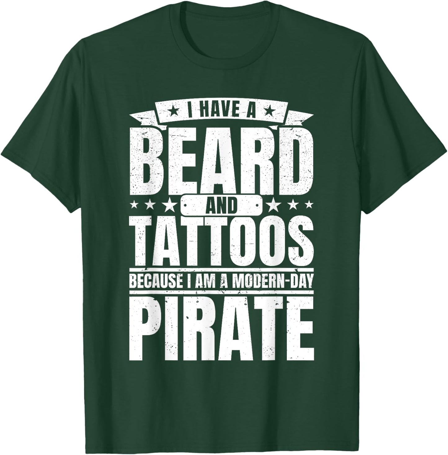 Modern Day Pirate With Beard and Tattoo Dad T-Shirt - T-Shirt | Forest