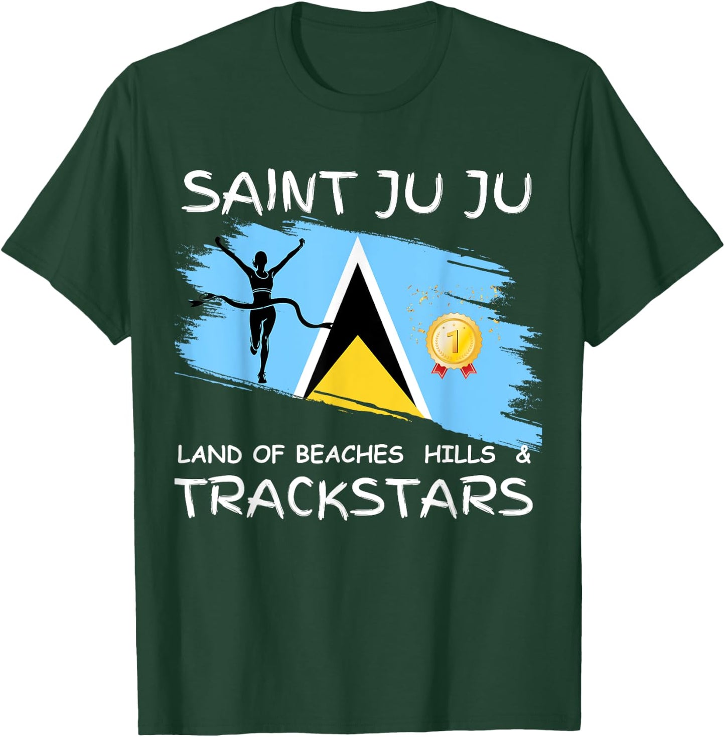 Saint Lucia/ St. Lucia/ Saint Juju Track star Celebration T-Shirt - T-Shirt | Forest