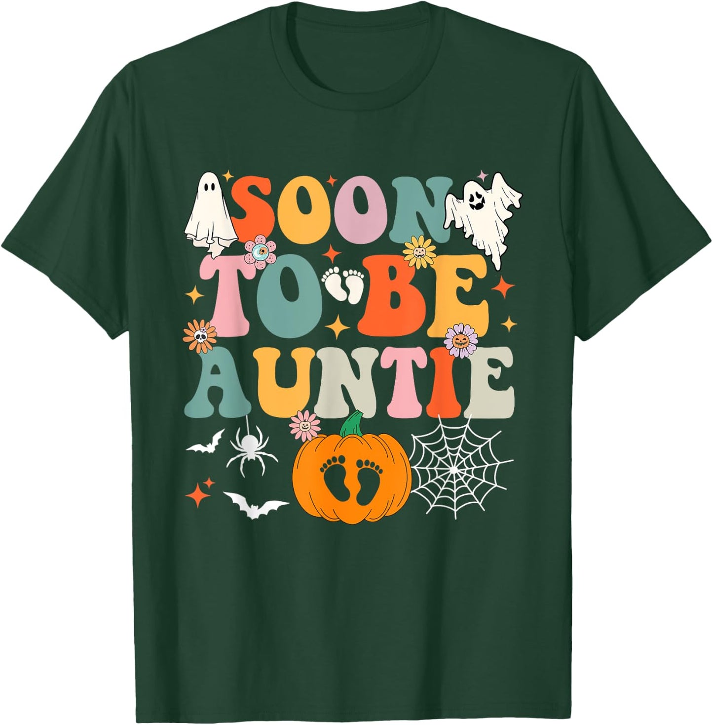 Soon to Be Auntie Halloween Pregnancy Announcement Pumpkin T-Shirt - T-Shirt | Forest