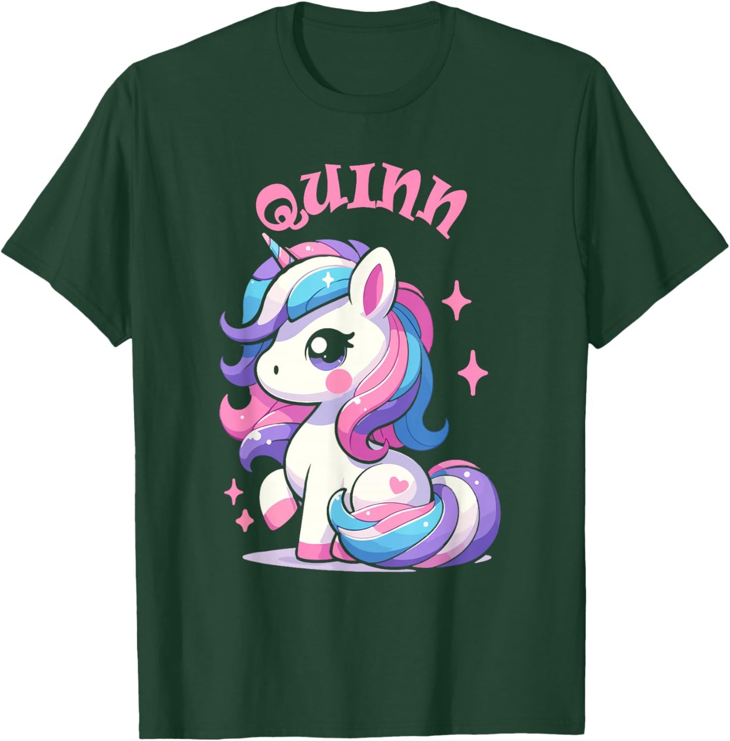 Quinn Cute Unicorn Design for Girls Name Quinn T-Shirt - T-Shirt | Forest