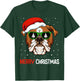 English Bulldog Santa Hat Christmas Pajama Dog X-Mas Tree T-Shirt - T-Shirt | Forest