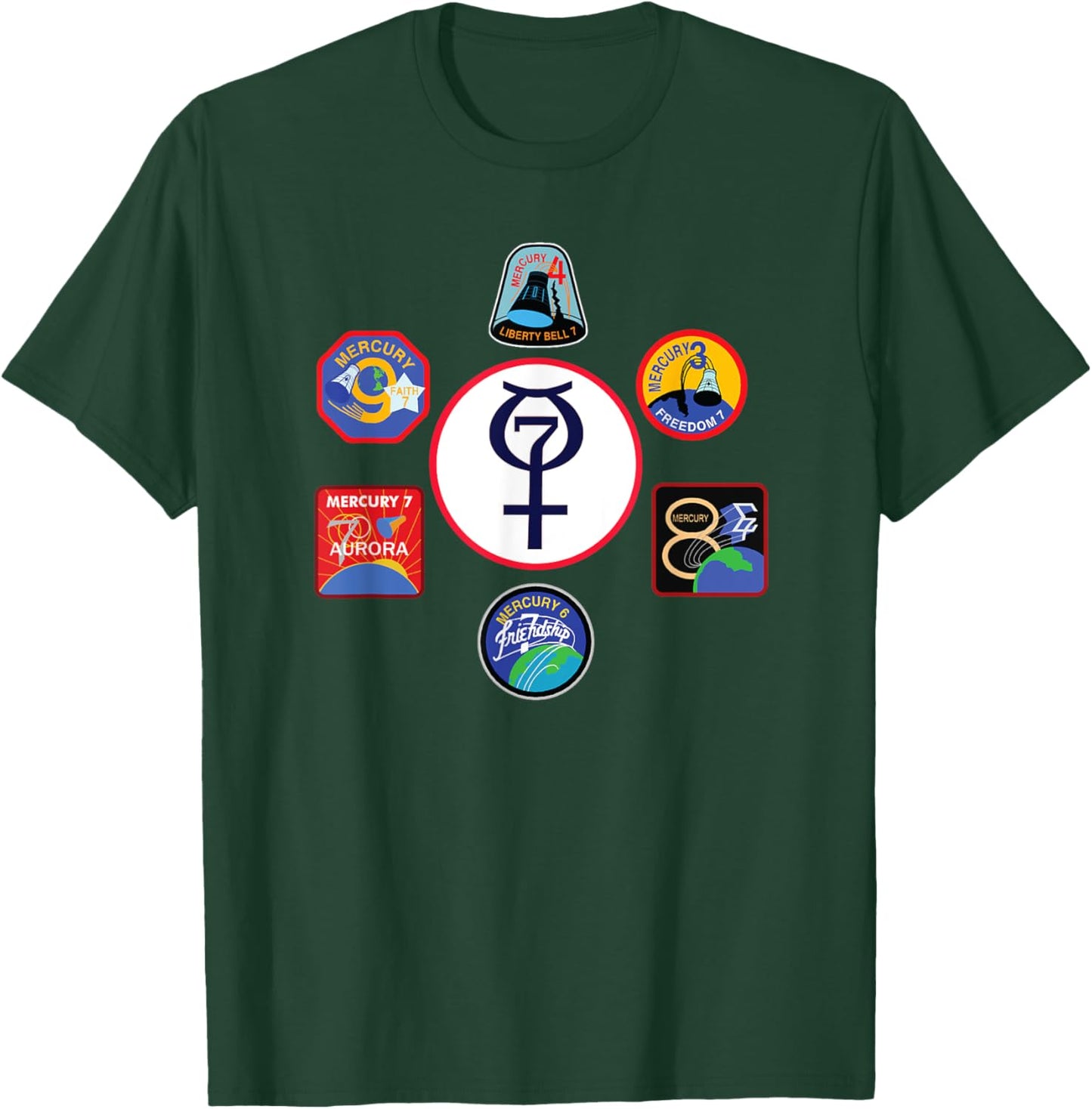 NASA Project Mercury Program Mission Crew Insignia T-Shirt - T-Shirt | Forest