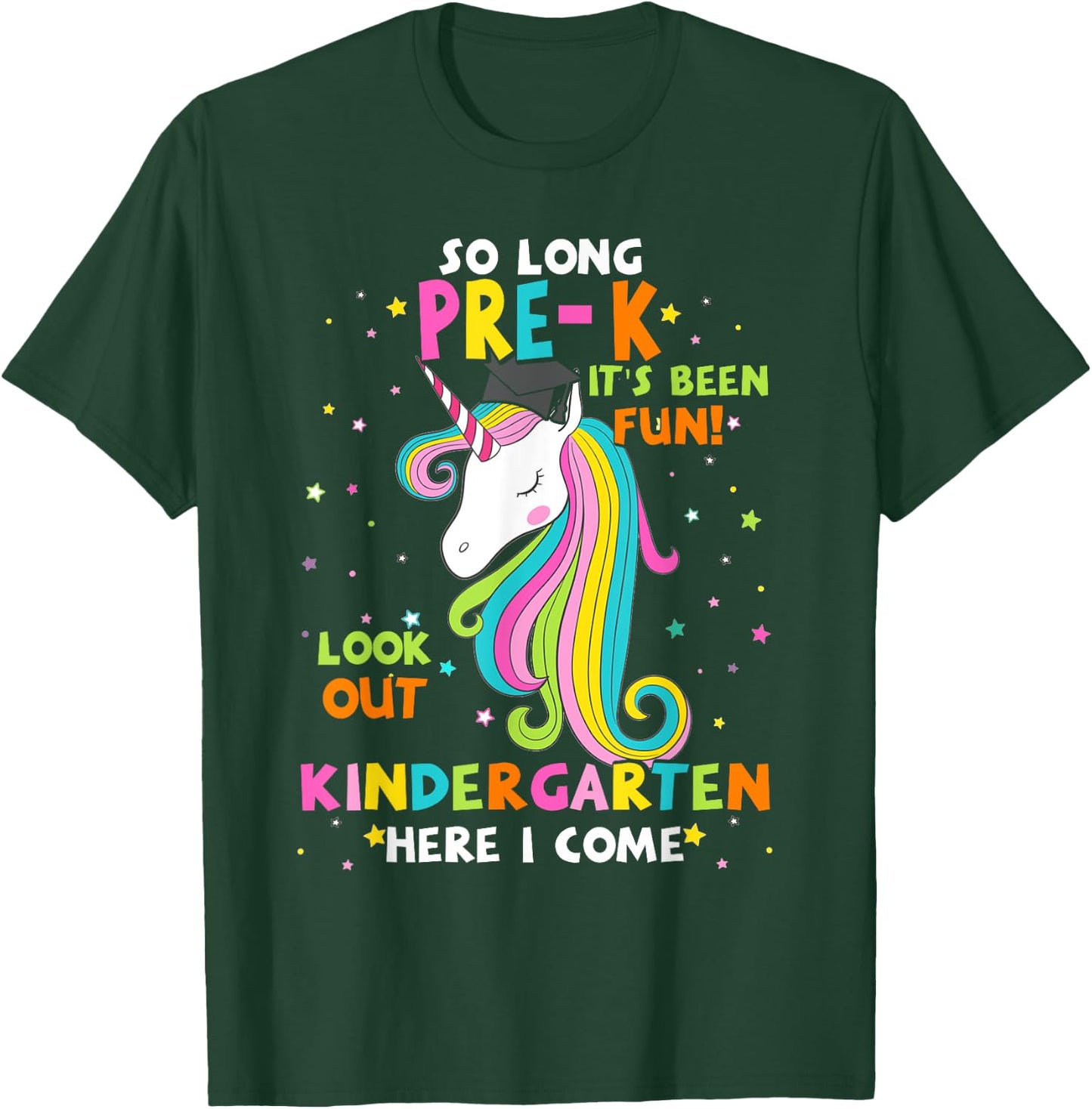So Long Pre-K Kindergarten Here I Come Unicorn Graduation T-Shirt - T-Shirt | Forest