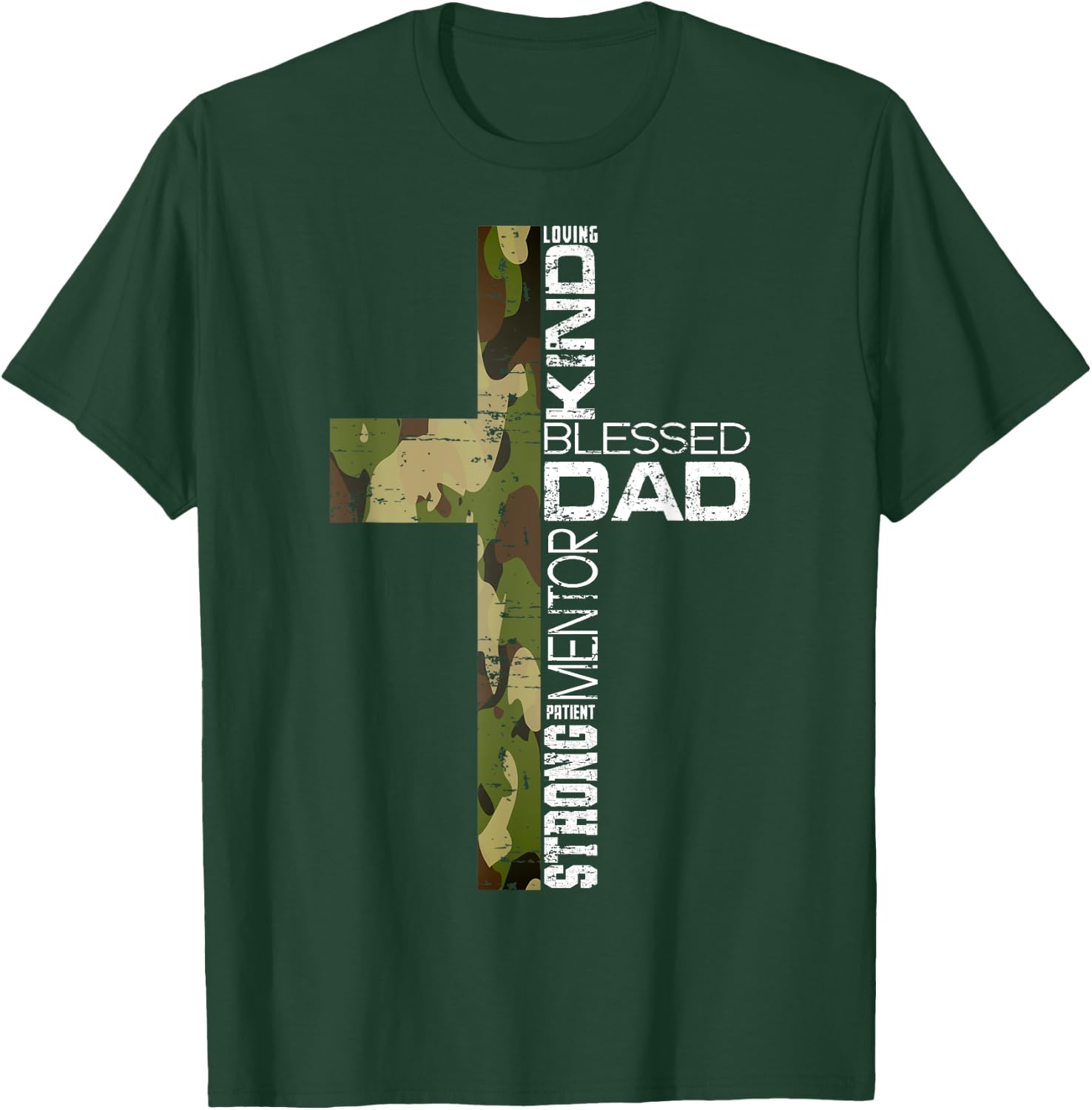 Blessed Dad Cross Christians Father's Day Christian Dad T-Shirt - T-Shirt | Forest