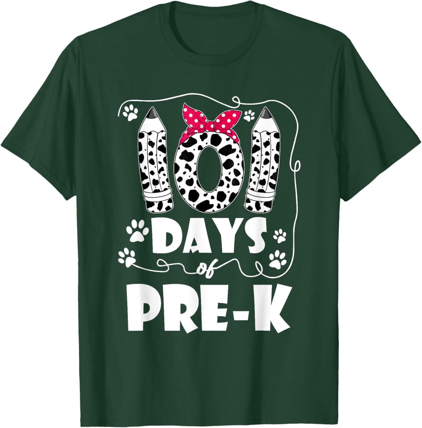 101 Days Pre K 100th Day Dog 100 Days School Students Men Women Kids T-Shirt - T-Shirt | Forest