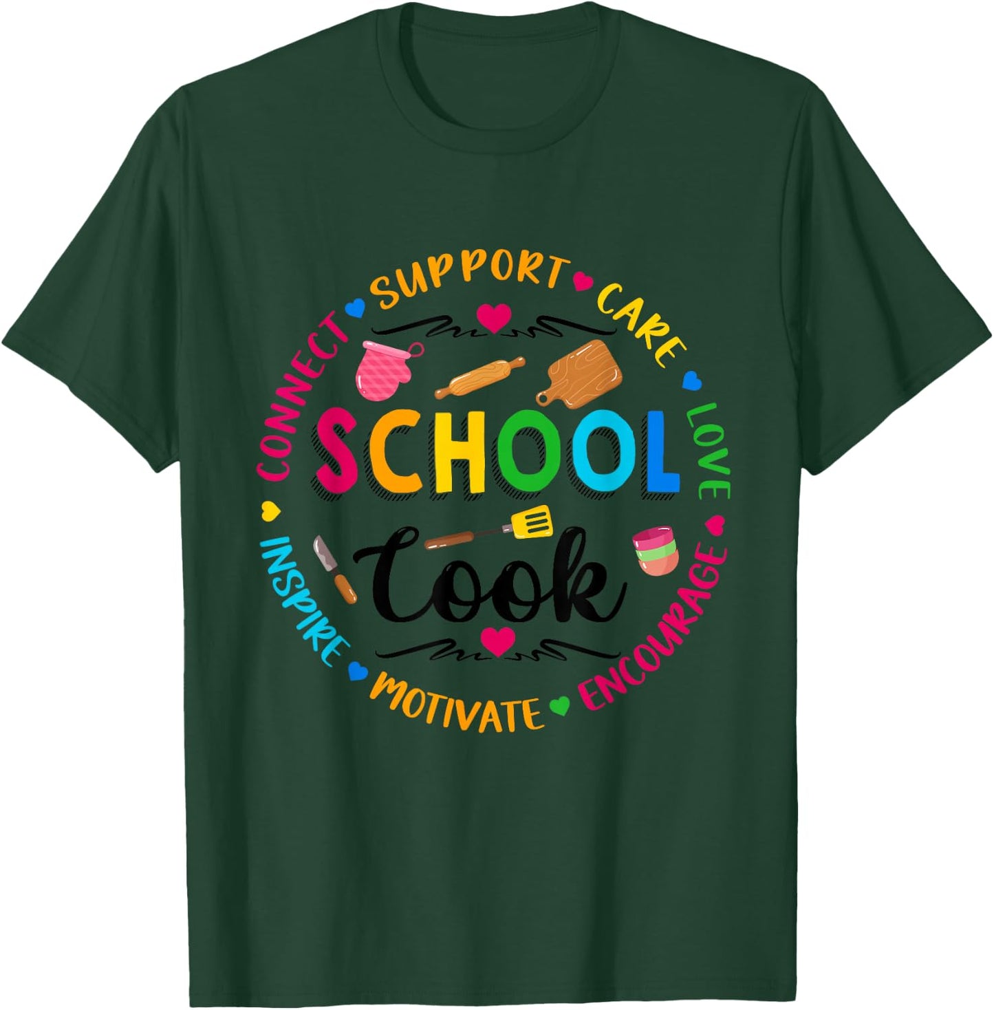 School Cook Women Lunch Lady Cafeteria Worker T-Shirt - T-Shirt | Forest