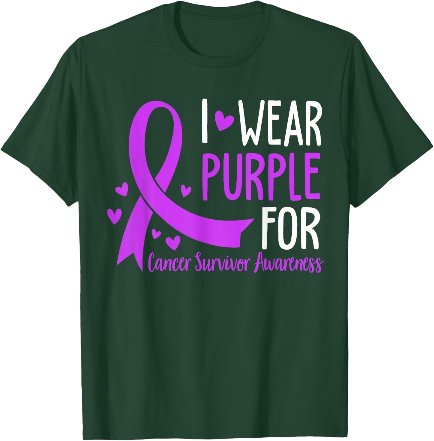 I Wear Purple For Cancer Survivor Awareness T-Shirt - T-Shirt | Forest