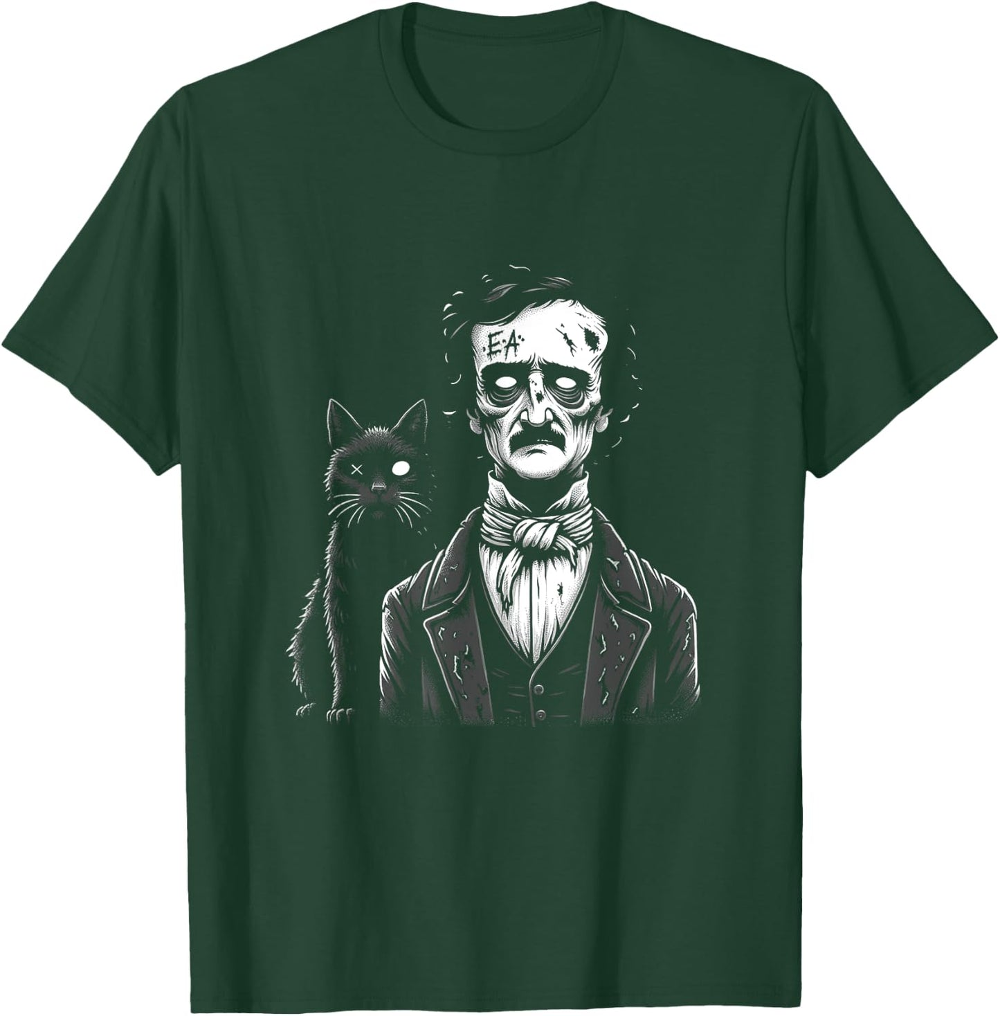 Zombie Edgar Allan Poe The Black Cat Halloween Fun Men Women T-Shirt - T-Shirt | Forest