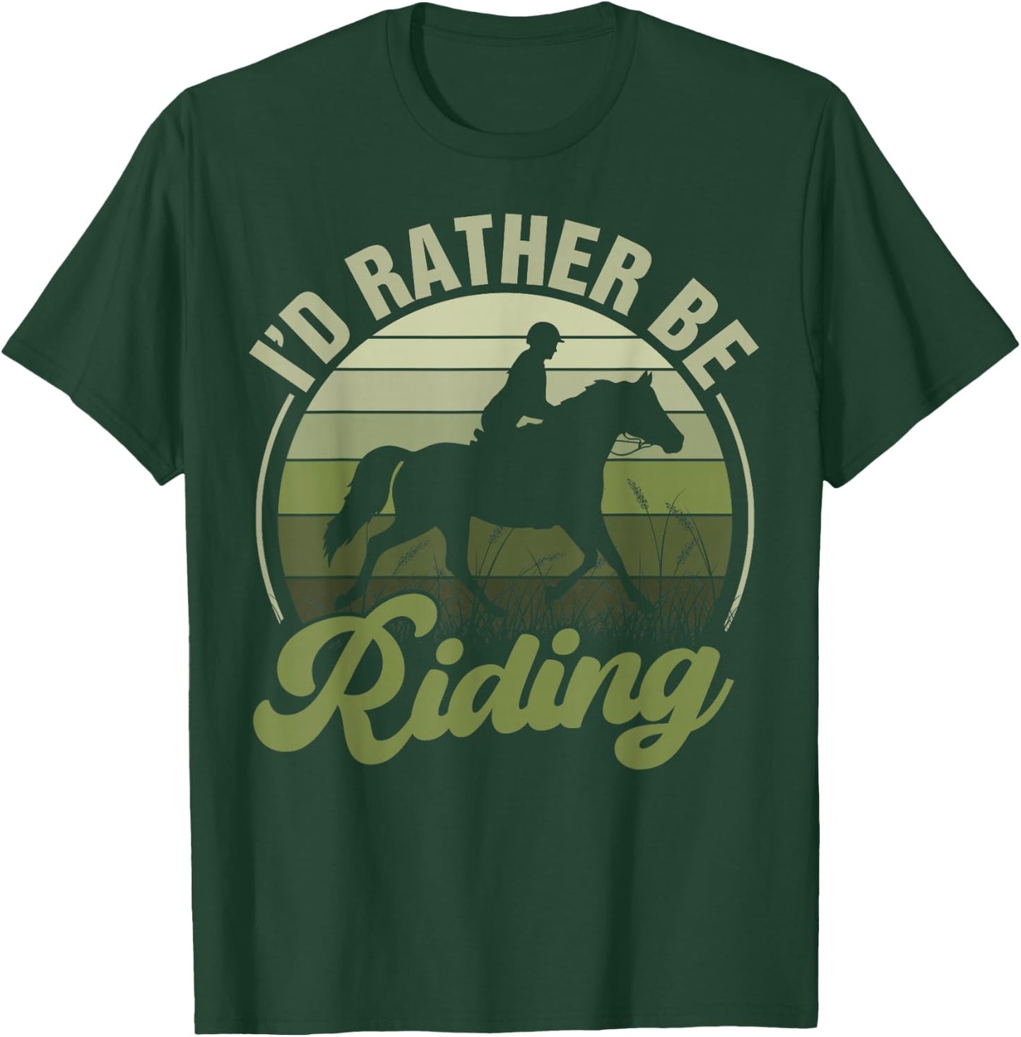 Horse-Shirt I'd Be Riding Funny Equestrian Women Teen Girl , Female X-Small, Blue T-Shirt - T-Shirt | Forest