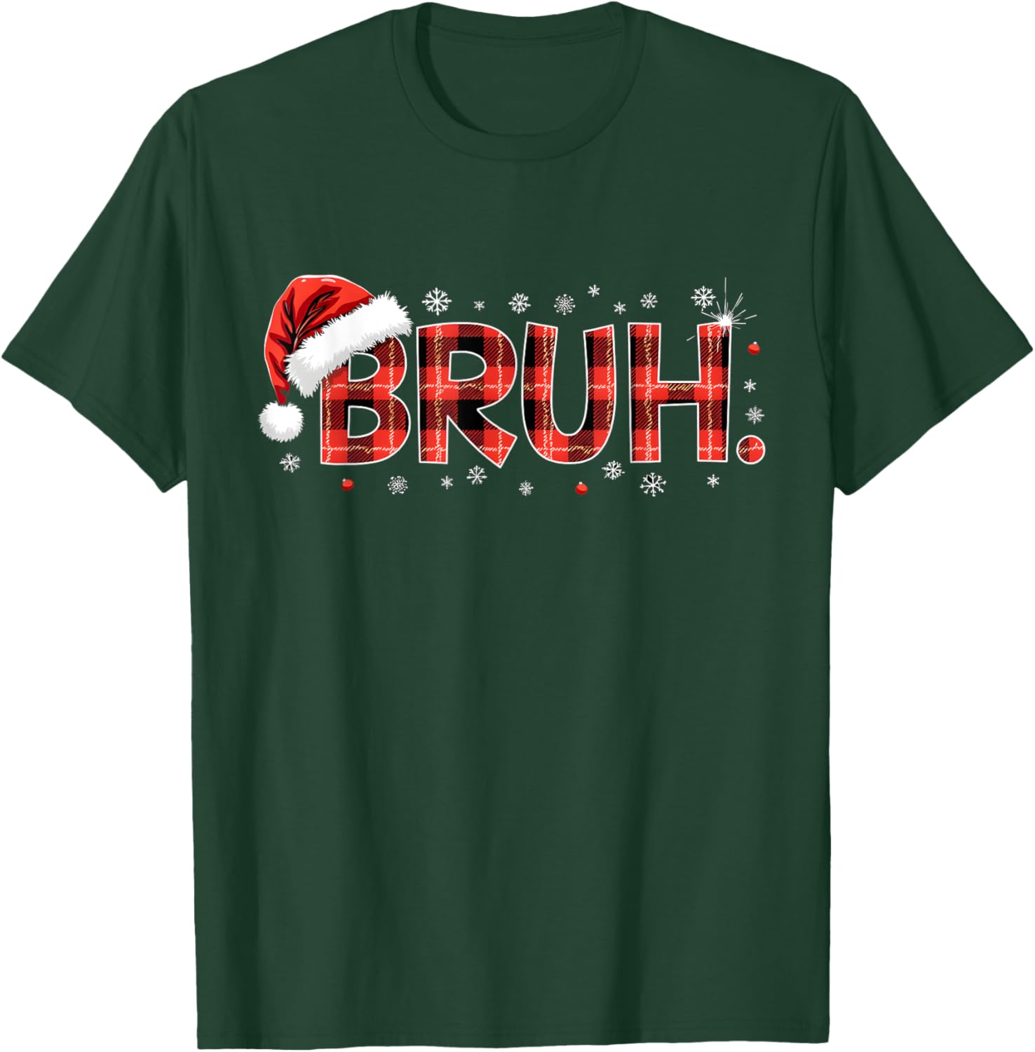 Bruh Christmas Plaid Gifts For Teens Boys Kids Xmas Pajamas T-Shirt - T-Shirt | Forest