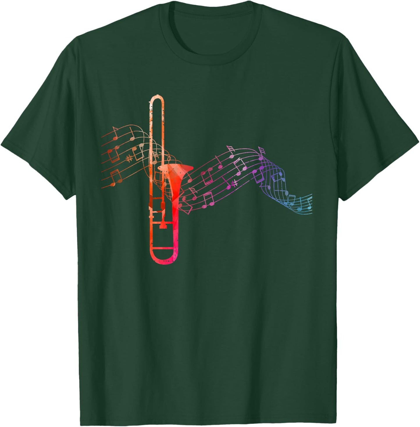 Colourful Trombone Sheet Music Trombone T-Shirt - T-Shirt | Forest