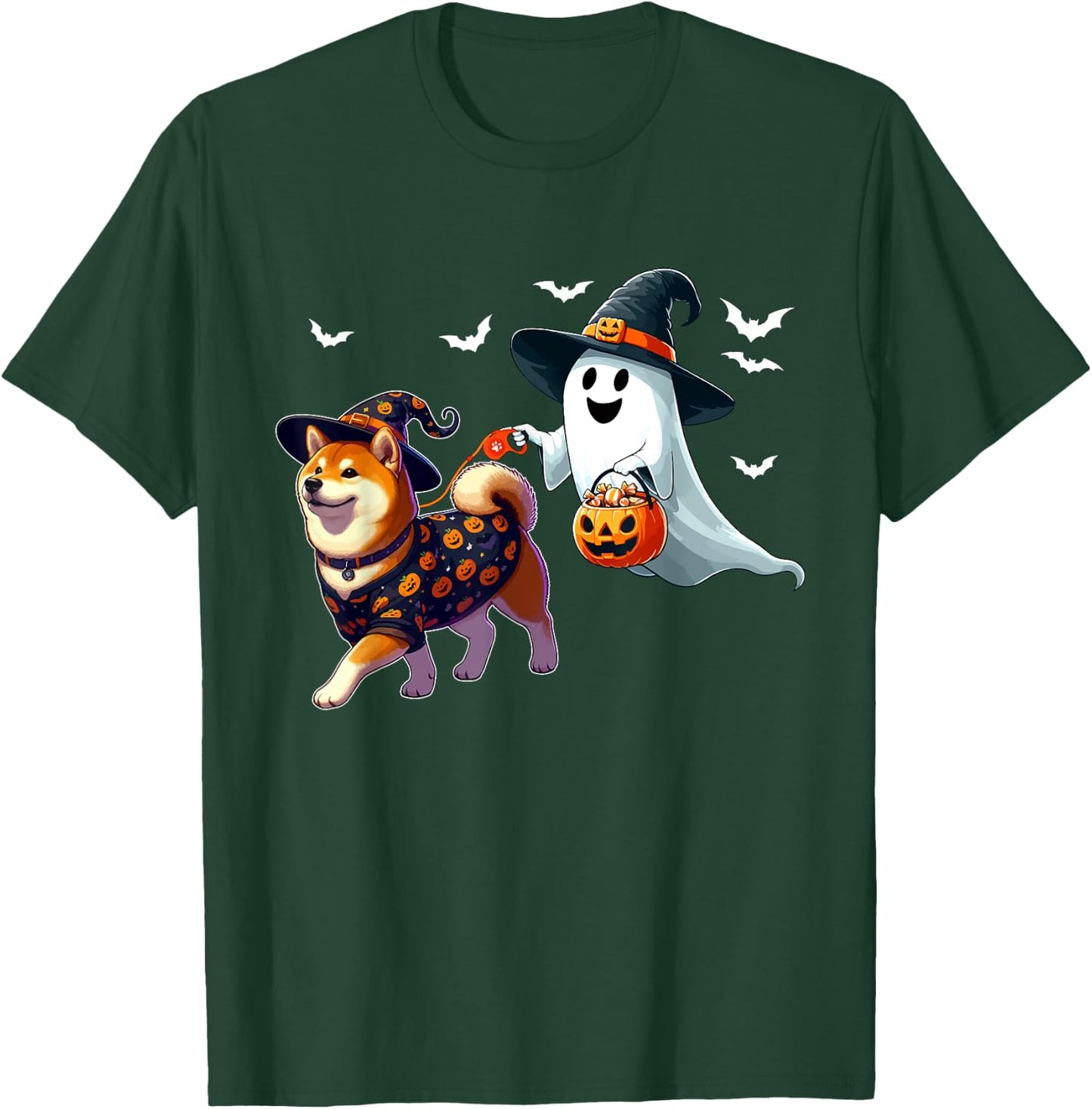 Boo Ghost With Shiba Inu As Witch Halloween Owner Kids T-Shirt - T-Shirt | Forest