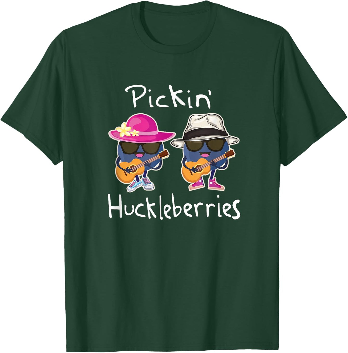 Huckleberry Picking Huckleberries Playing Guitar Kawaii T-Shirt - T-Shirt | Forest