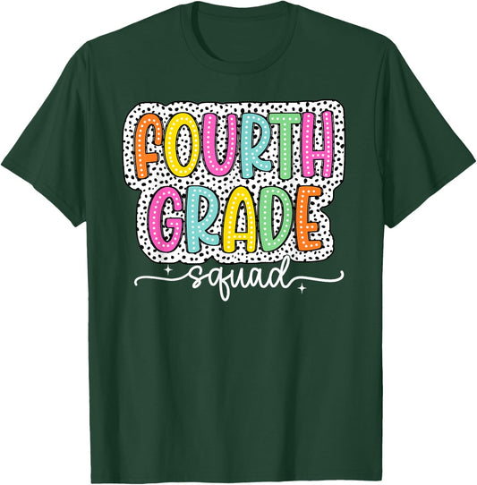 4th Fourth Grade Squad Back to School Dalmatian Dots T-Shirt - T-Shirt | Forest