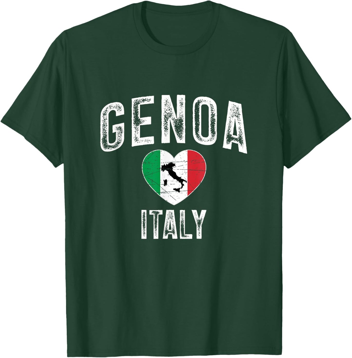 Genoa City In Italy, Flag Of Italy, Italy Map T-Shirt - T-Shirt | Forest