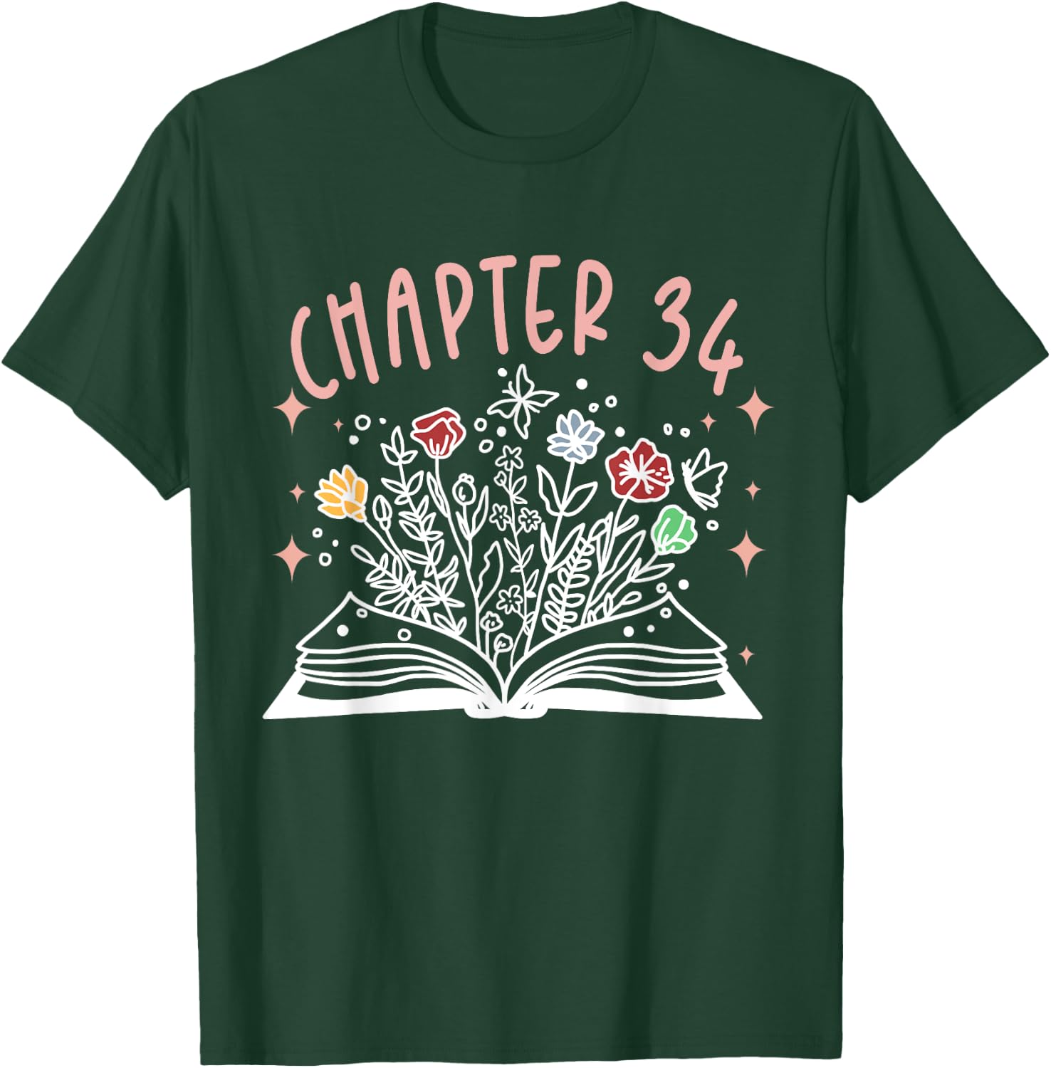 Chapter 34th Birthday Bookworm 34 Years Old For Book Loves T-Shirt - T-Shirt | Forest