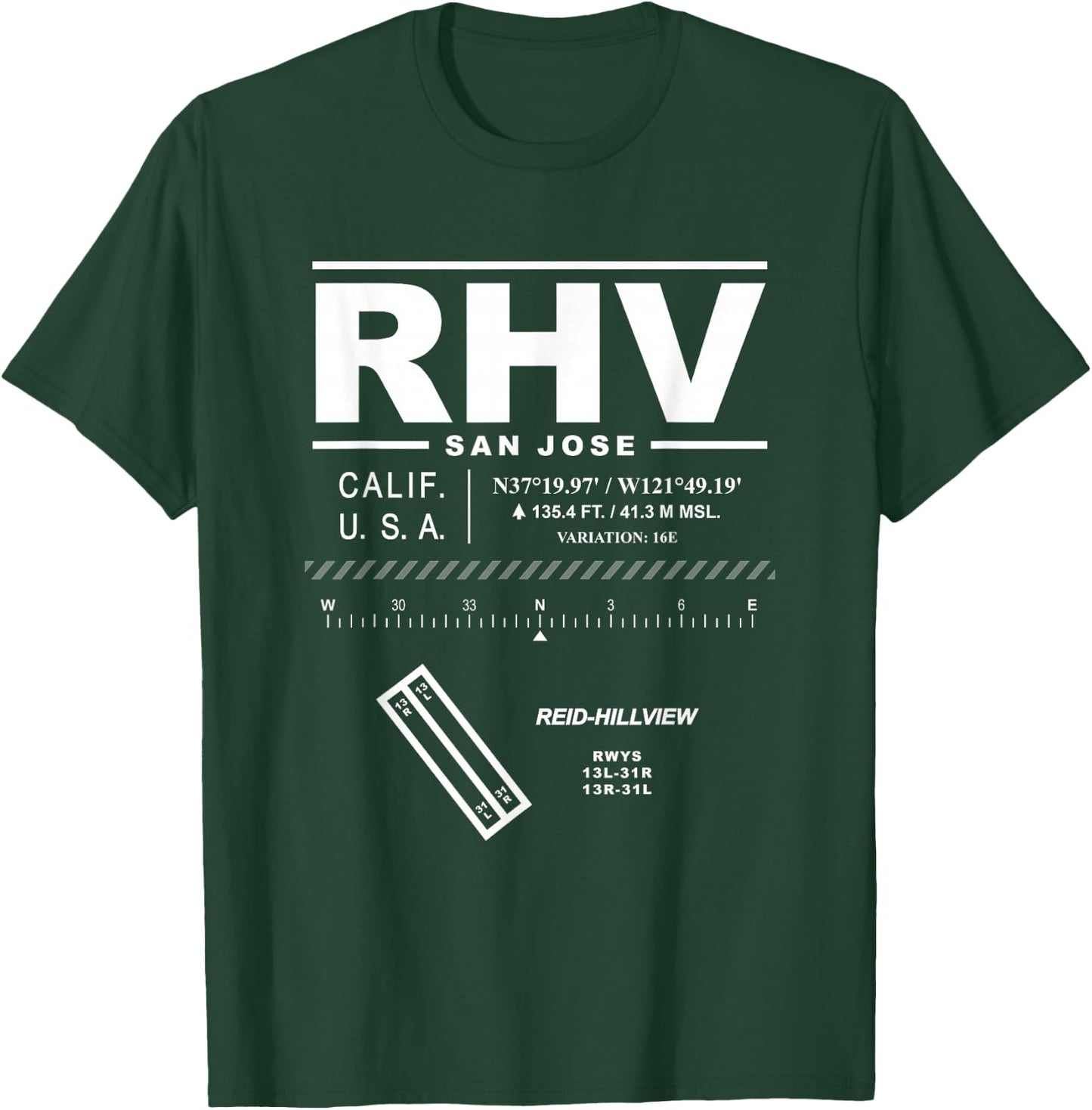Reid-Hillview Airport San Jose California RHV T-Shirt - T-Shirt | Forest