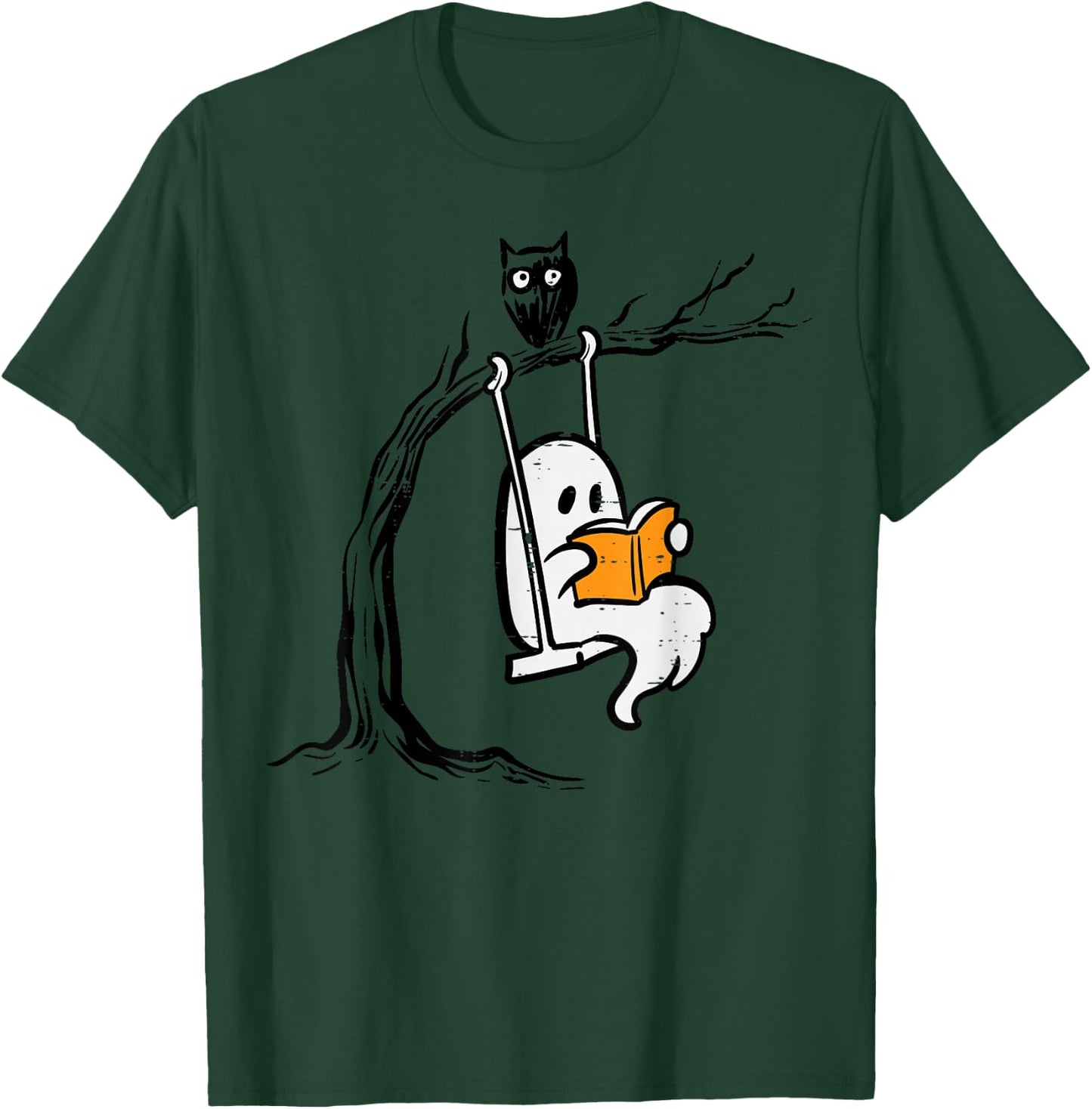 Halloween Ghost Swing Reading Vintage Costume Women Kids Men T-Shirt - T-Shirt | Forest