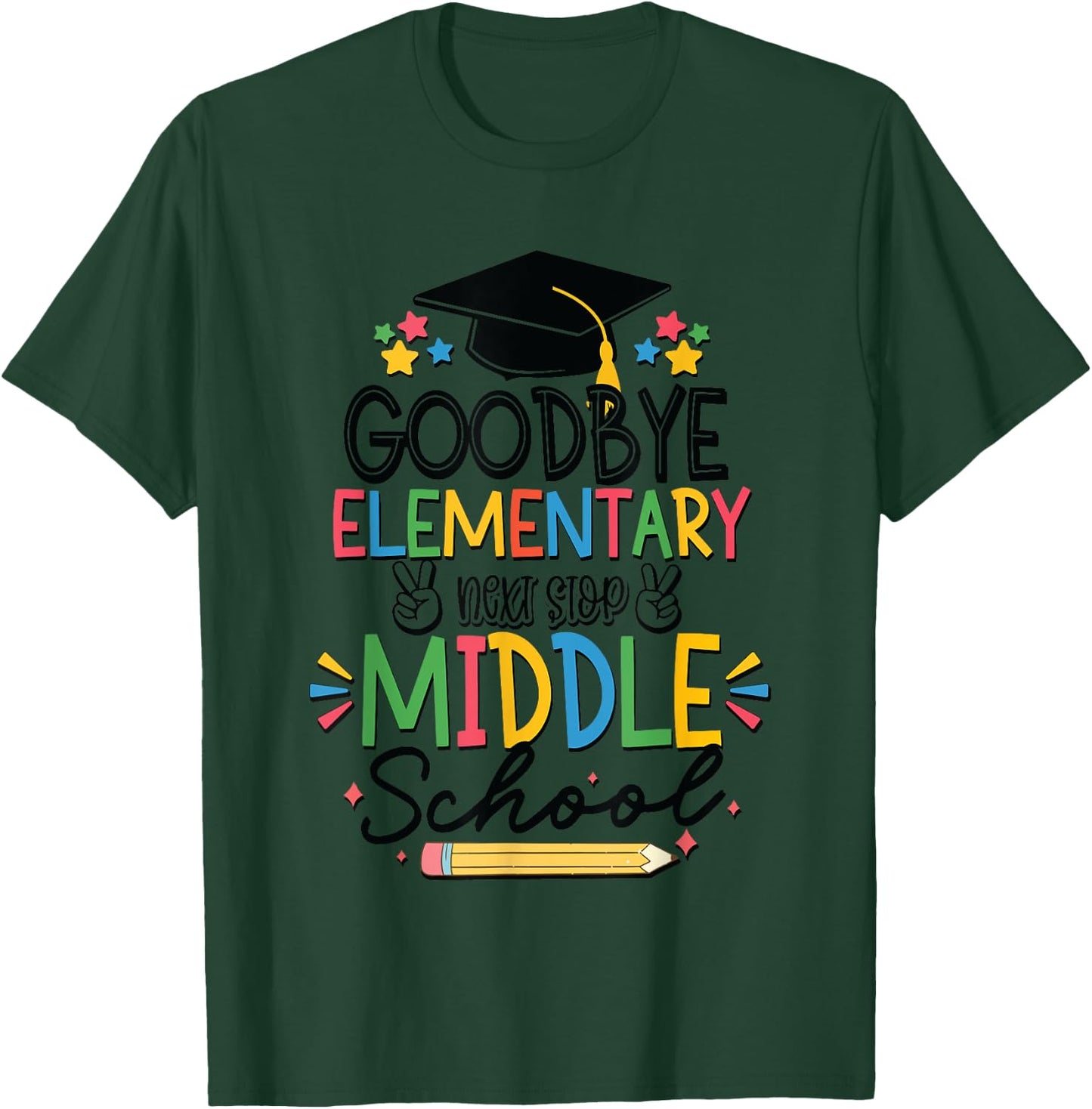 Goodbye Elementary Next Stop Middle School Groovy Graduation T-Shirt - T-Shirt | Forest