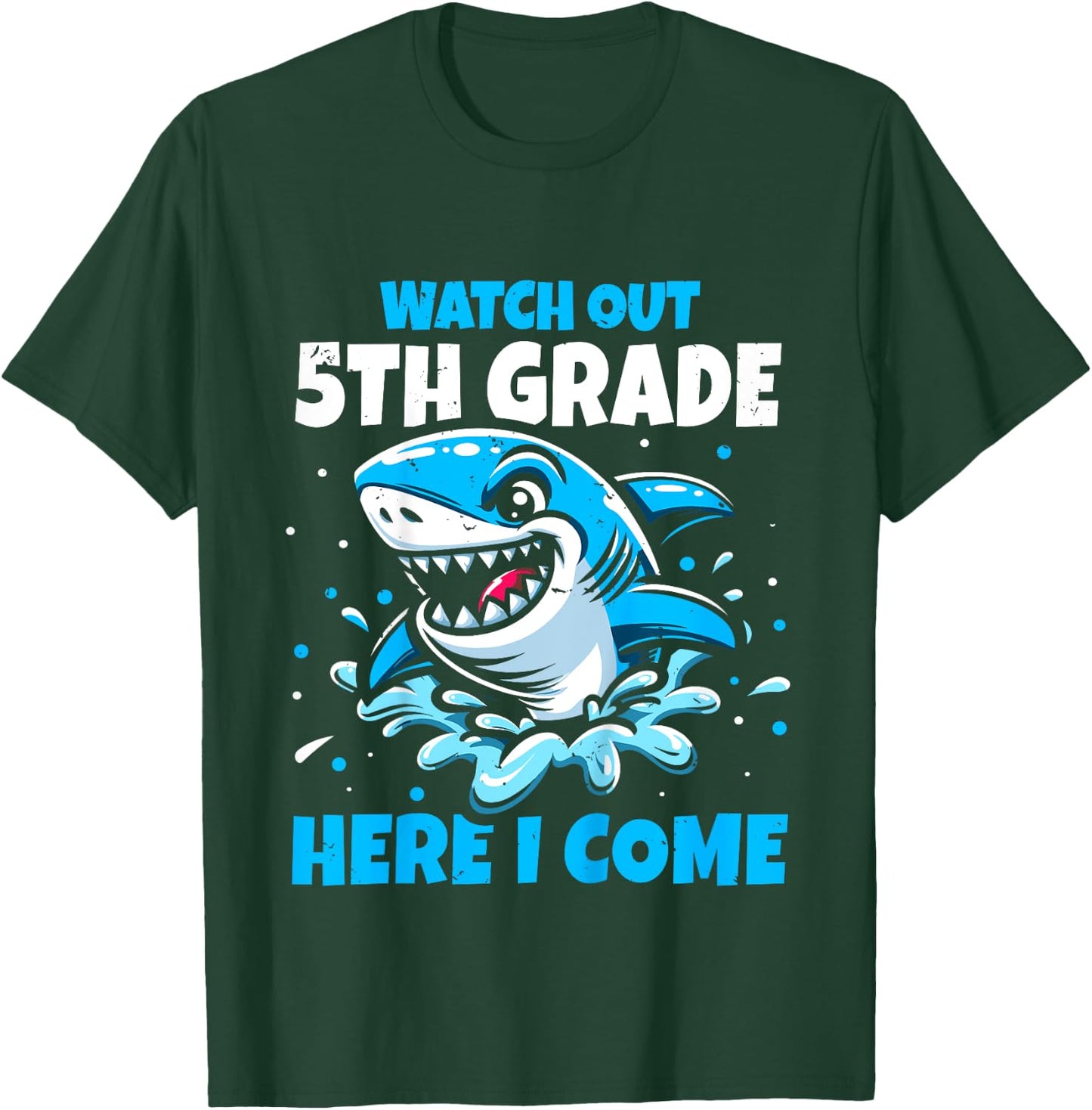 Kids Back To School Watch Out 5th Grade Here I Come Shark Boys T-Shirt - T-Shirt | Forest