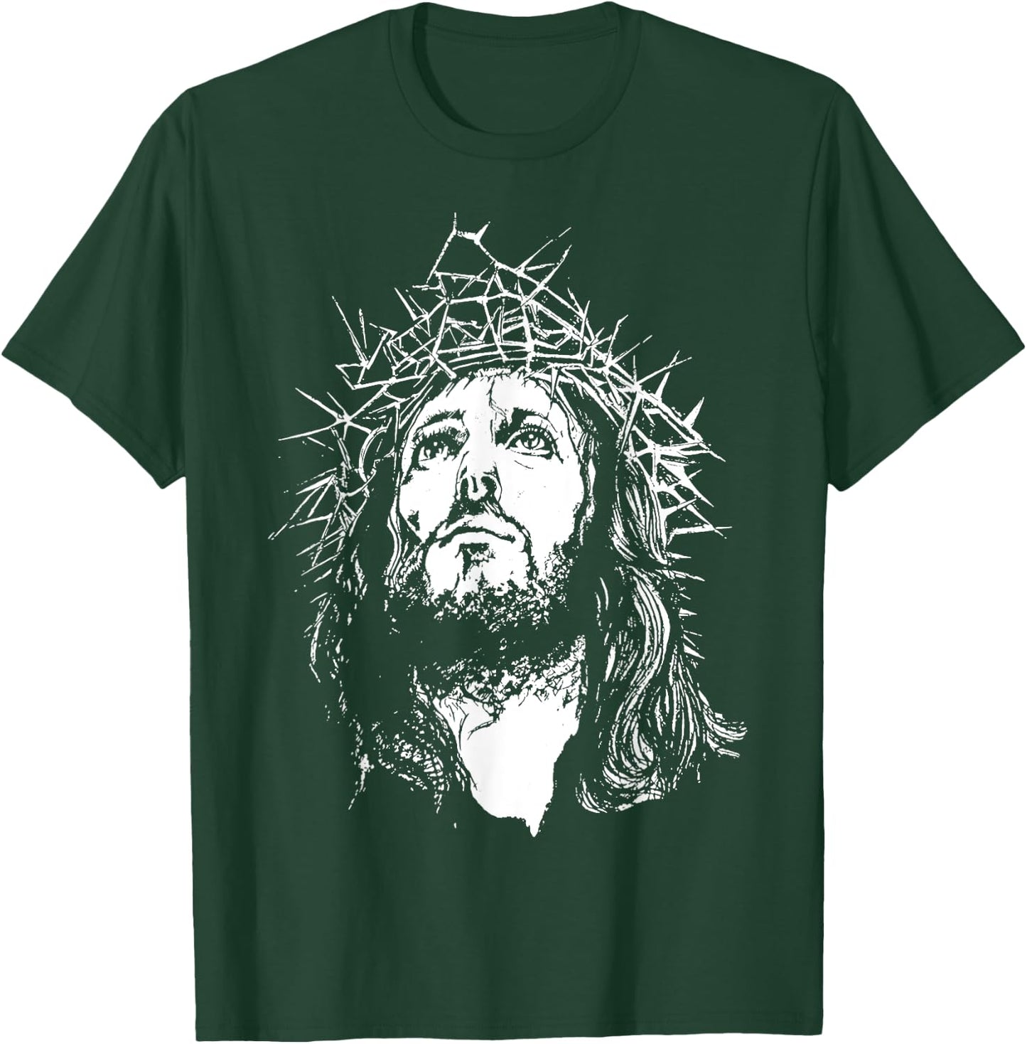 Image Face Of Jesus On A Cross With Crown Of Thorns T-Shirt - T-Shirt | Forest