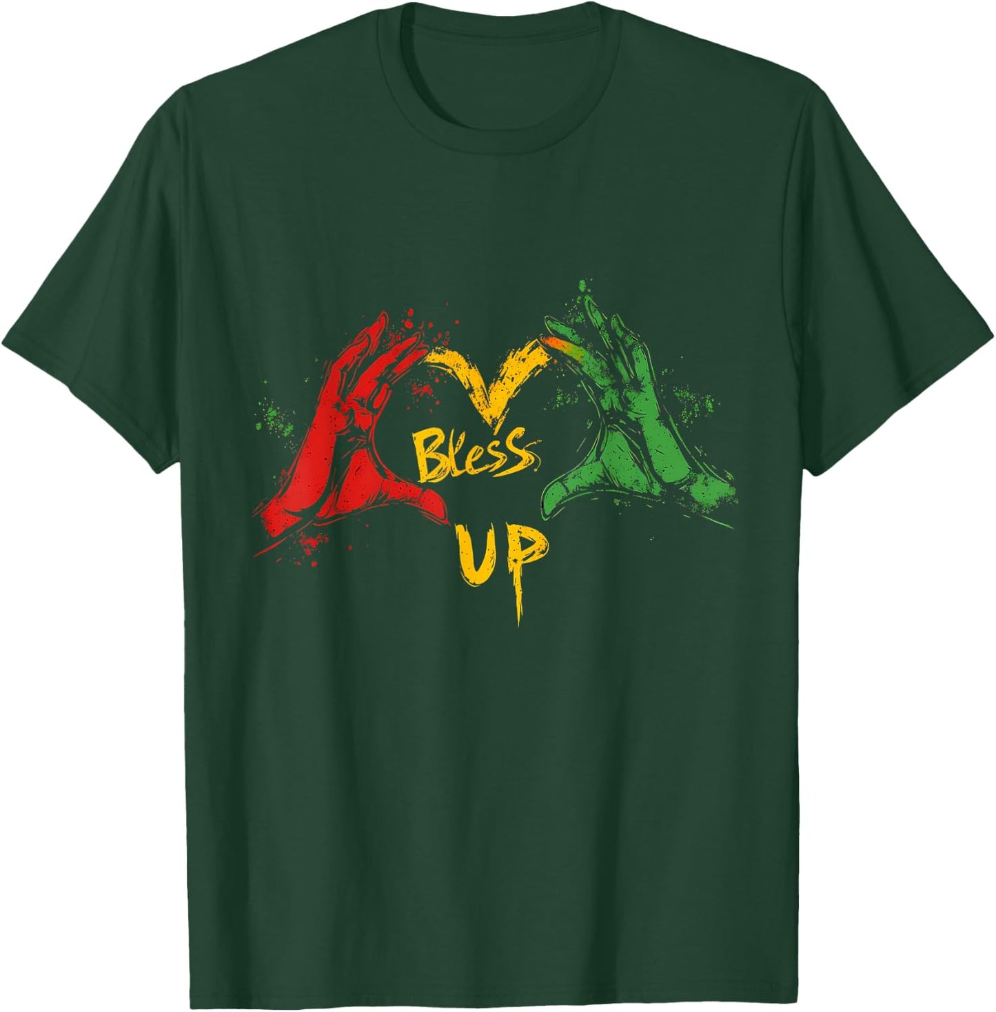 Rasta Hand Heart Jamaican Roots Rastafarian Reggae Music T-Shirt - T-Shirt | Forest