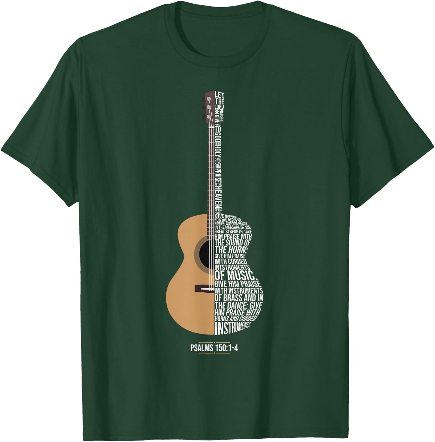 Praise Him with The Strings Psalm 150 Acoustic Guitar Player T-Shirt - T-Shirt | Forest
