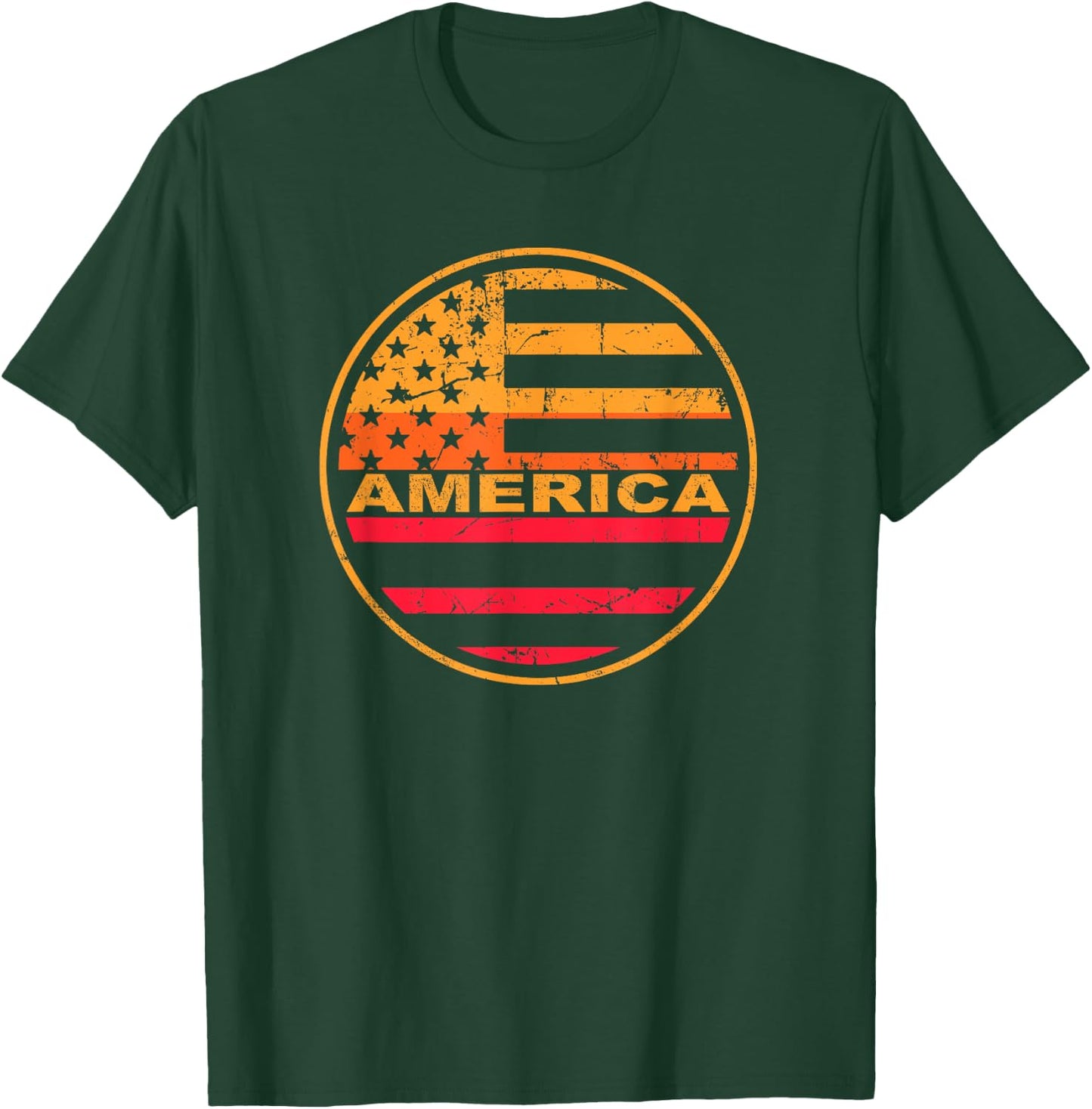 Distressed Sunset America Flag Summer T-Shirt - T-Shirt | Forest