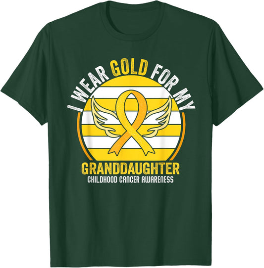 I Wear Gold For My GrandDaughter Childhood Cancer Vintage T-Shirt - T-Shirt | Forest