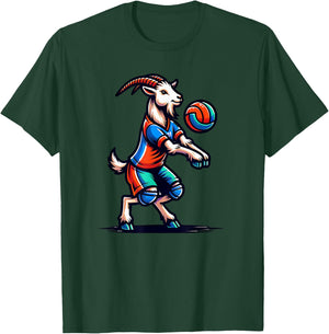Unique Goat Volleyball Player Team Spirit Art T-Shirt - T-Shirt | Forest