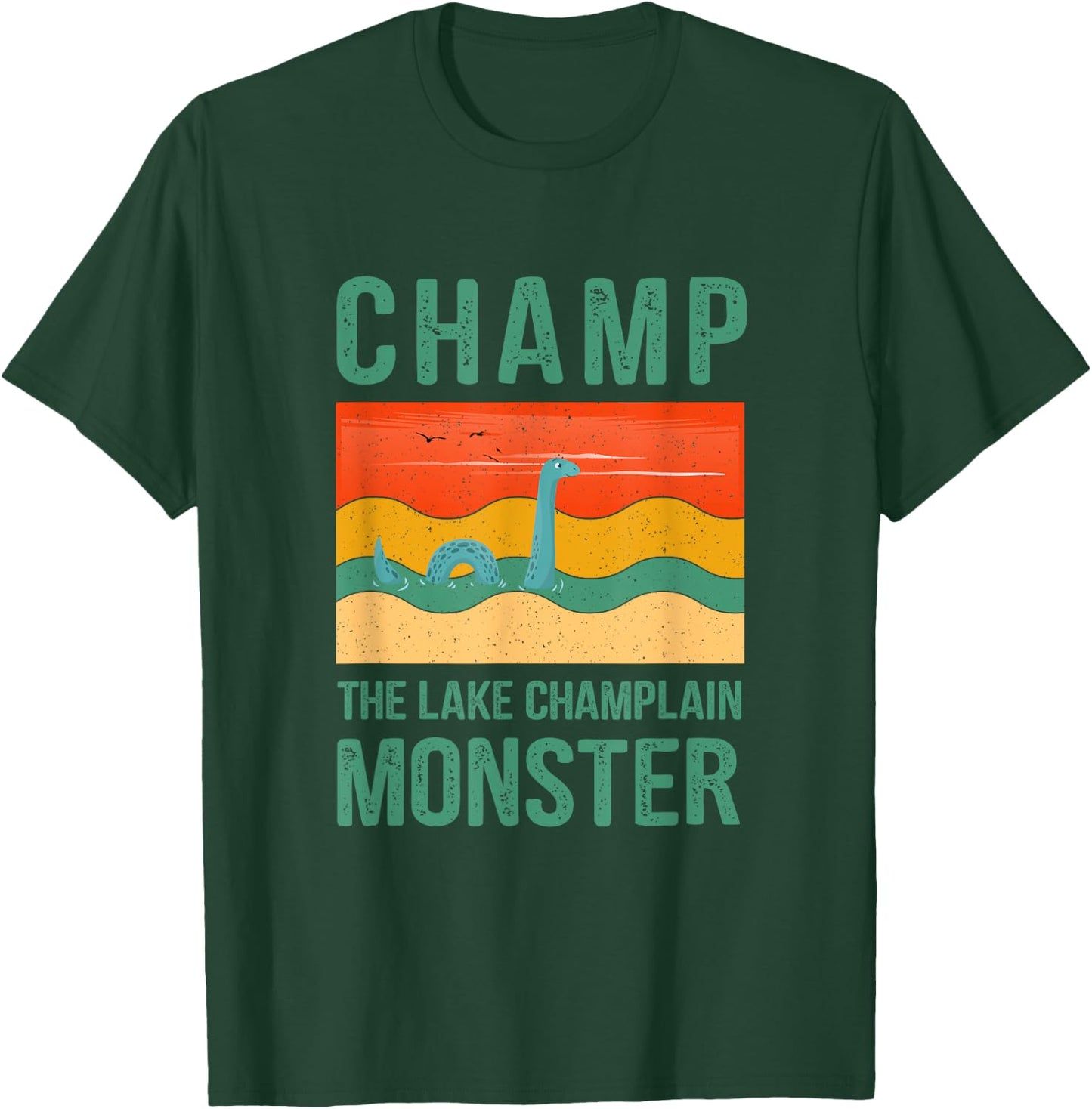 Champ The Lake Champlain Monster Retro Colorful Graphic T-Shirt - T-Shirt | Forest
