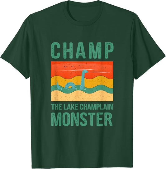 Champ The Lake Champlain Monster Retro Colorful Graphic T-Shirt - T-Shirt | Forest